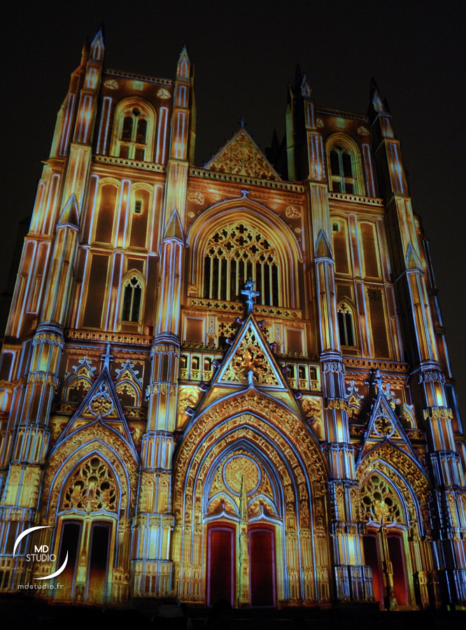 Cathédrale de Nantes | illumination en projection | photo MDstudio