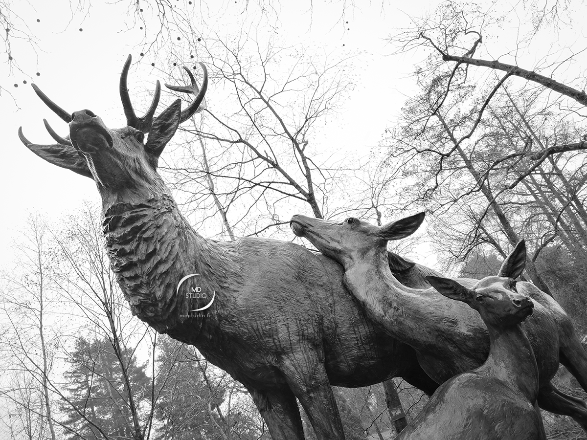 photo MDstudio | sculpture de 1910 en bronze intitulée "Les cerfs au repos" par l’artiste animalier Georges Gardet | Nantes, janvier 2021